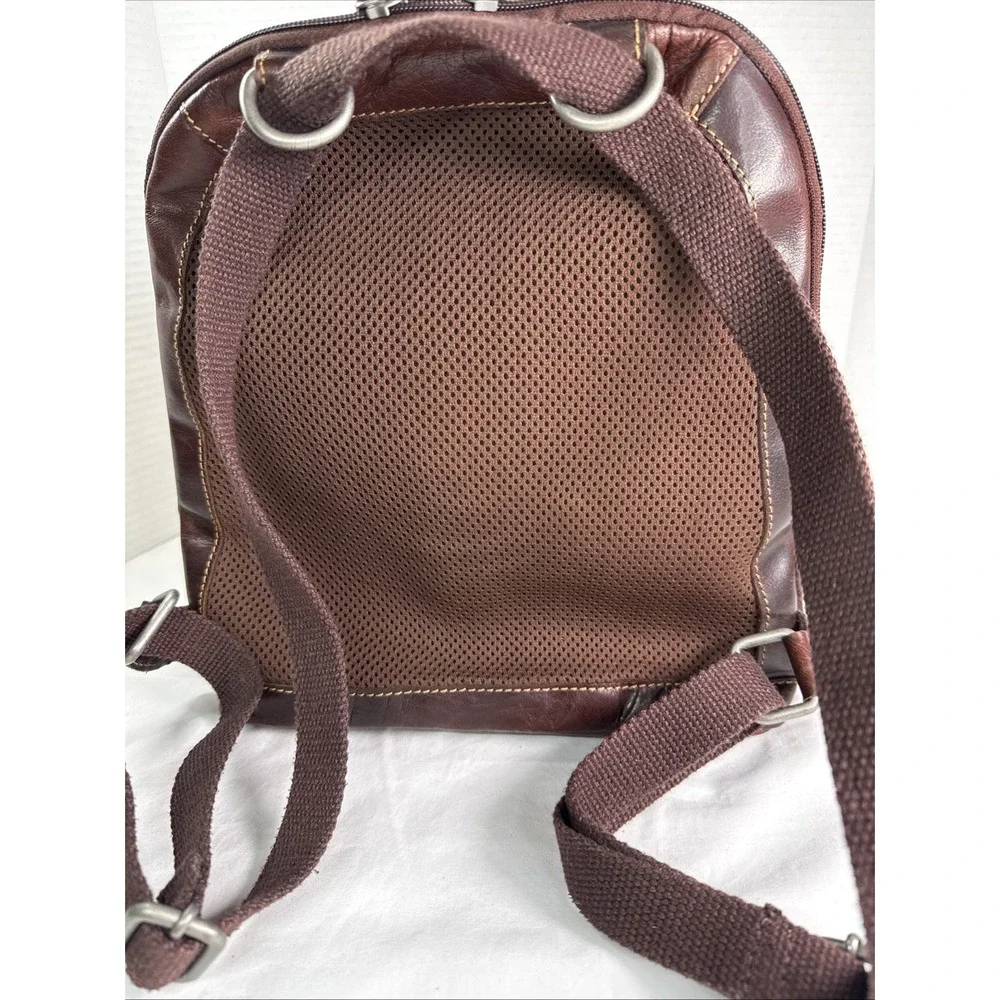 Jack Georges Voyager Small Brown Leather Crossbody Backpack Unisex.